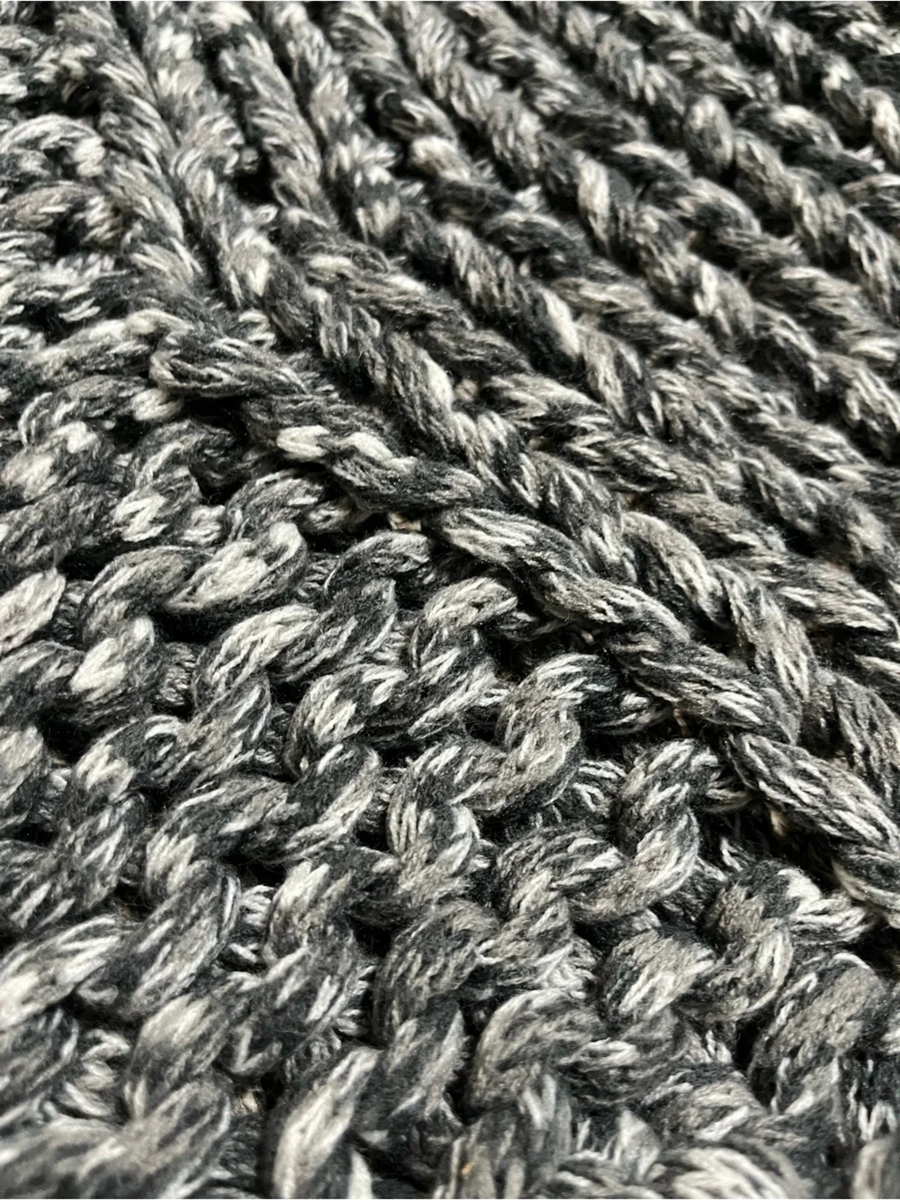 Pottery Barn Chunky Thick Throw Blanket Open Weave Knit Crochet Charcoal Marled